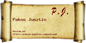 Pakos Jusztin névjegykártya